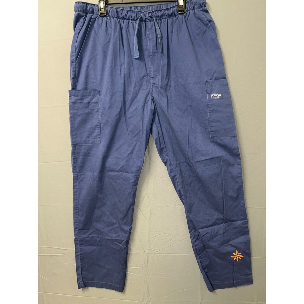 Cherokee Scrub Pants Unisex Large Navy Blue Cotton Stretch Drawstring Medical